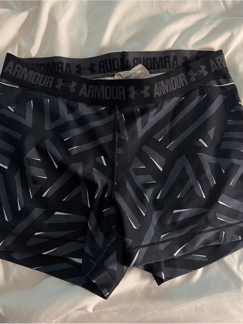 Under Armour Black & Dark Gray Geometric Compression Shorts